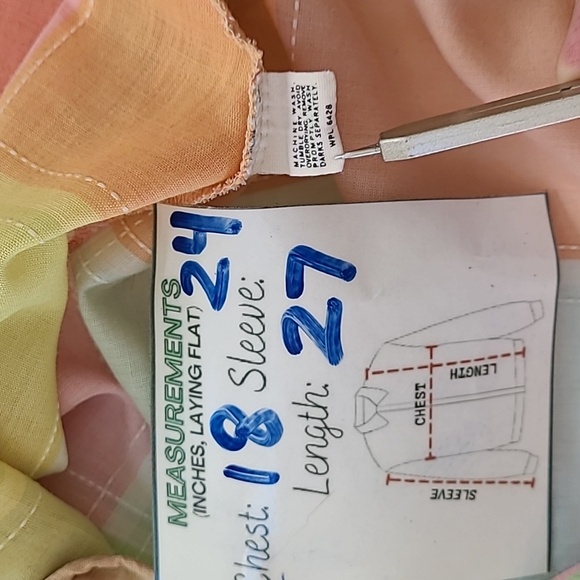 Wrangler Vintage Rare 1970's Hippie Rainbow Pastel Plaid Button Up Shirt XS/Smal - Picture 16 of 16